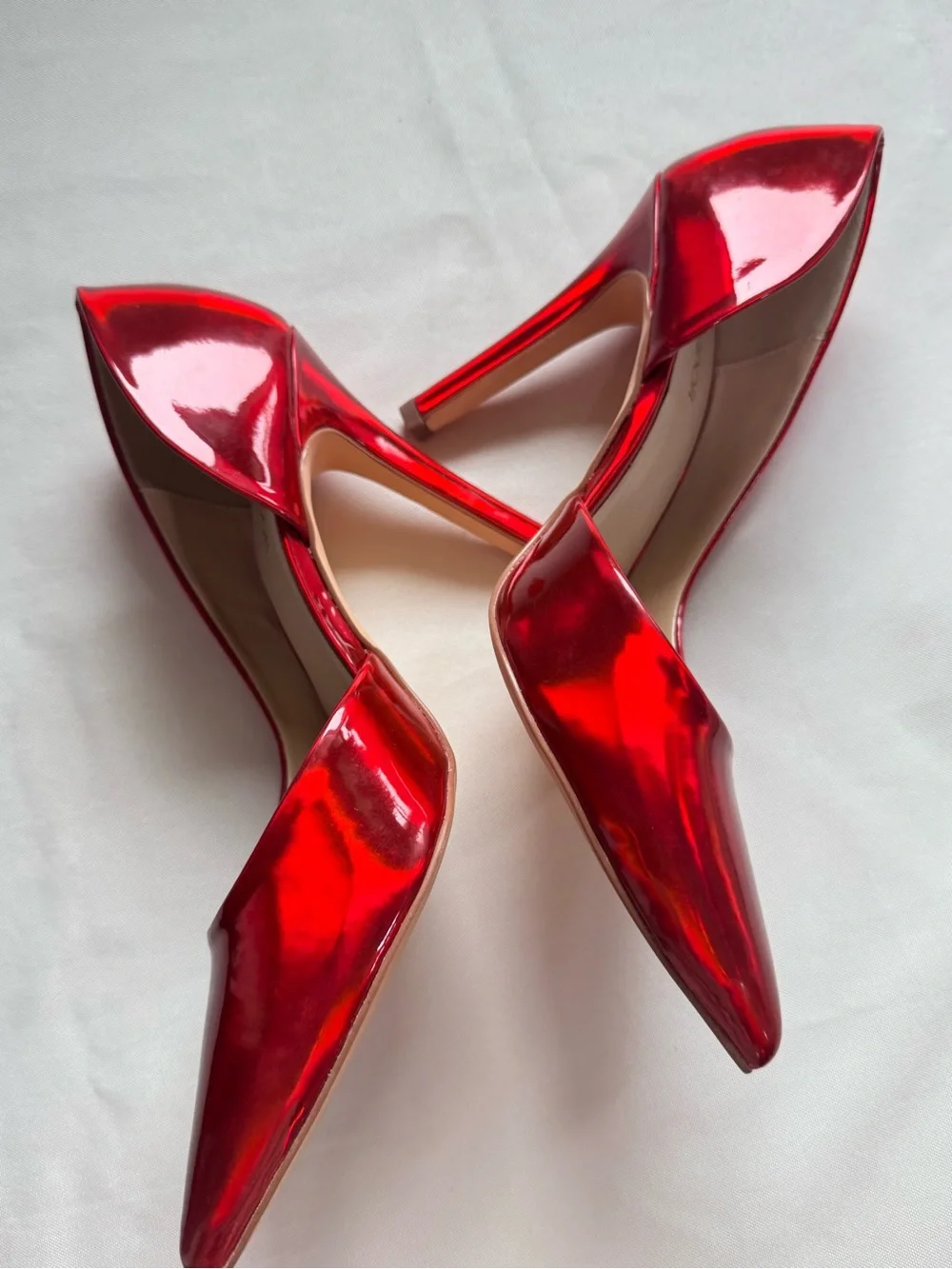 Jenn Ardor Red Metallic D’Orsay Stiletto Heels Party Glam Size 9.5